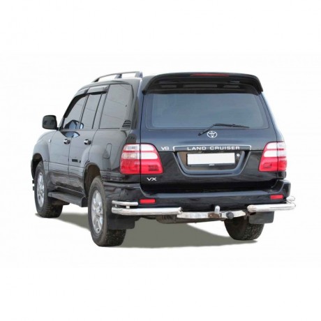 Защита заднего бампера «Уголки двойные» (d76) для Toyota Land Cruiser 100 (1998-2007)(Окрашенное) купить недорого с доставкой в Пятигорск