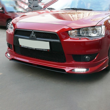 Накладка (юбка) переднего бампера "Zodiak" (с планкой) для Mitsubishi Lancer X (2007-2010) купить недорого с доставкой в Пятигорск