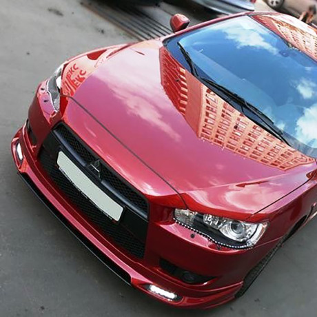Накладка (юбка) переднего бампера "Zodiak" (с планкой) для Mitsubishi Lancer X (2007-2010) купить недорого с доставкой в Пятигорск