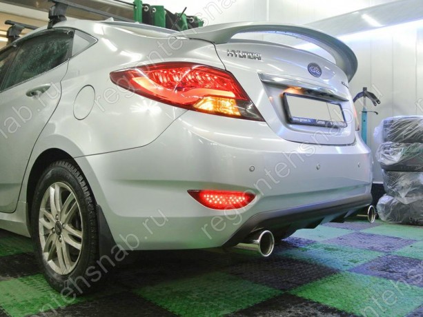 Диффузор заднего бампера var №3 (двойной выхлоп) для Hyundai Solaris (2010-2013) купить недорого с доставкой в Пятигорск