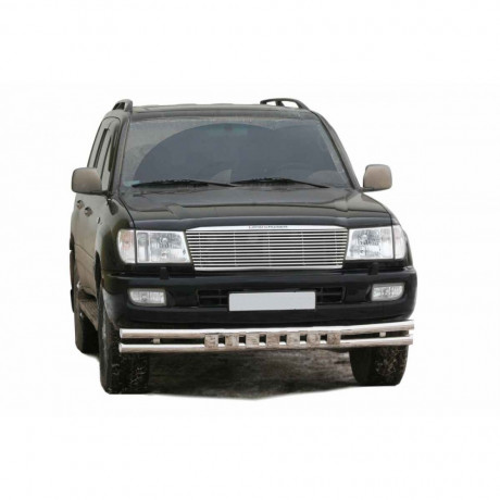Защита переднего бампера «Труба двойная супер» (d63,5) для Toyota Land Cruiser 100 (1998-2007)(Окрашенное) купить недорого с доставкой в Пятигорск